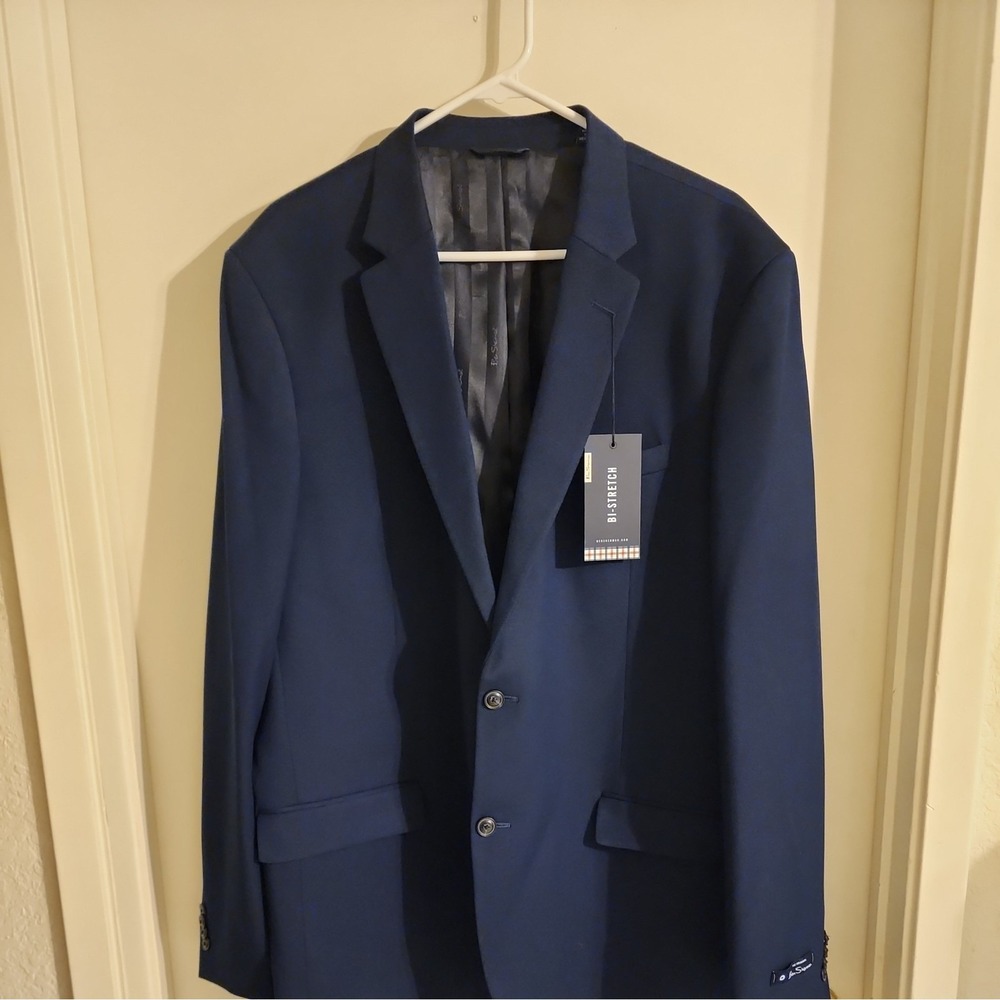 NWT Ben Sherman Men's Blue Bi Stretch Fit  Suit Jacket L48